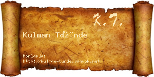 Kulman Tünde névjegykártya